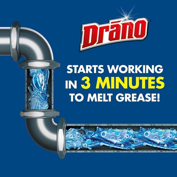 Pack of 2 Drano Kitchen Granules Drain Clog Remover & Cleaner Unclogs Grease Oil - Picture 5 of 11